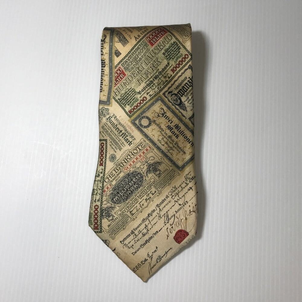 Museum Artifacts Currency Collection Handmade Silk Necktie